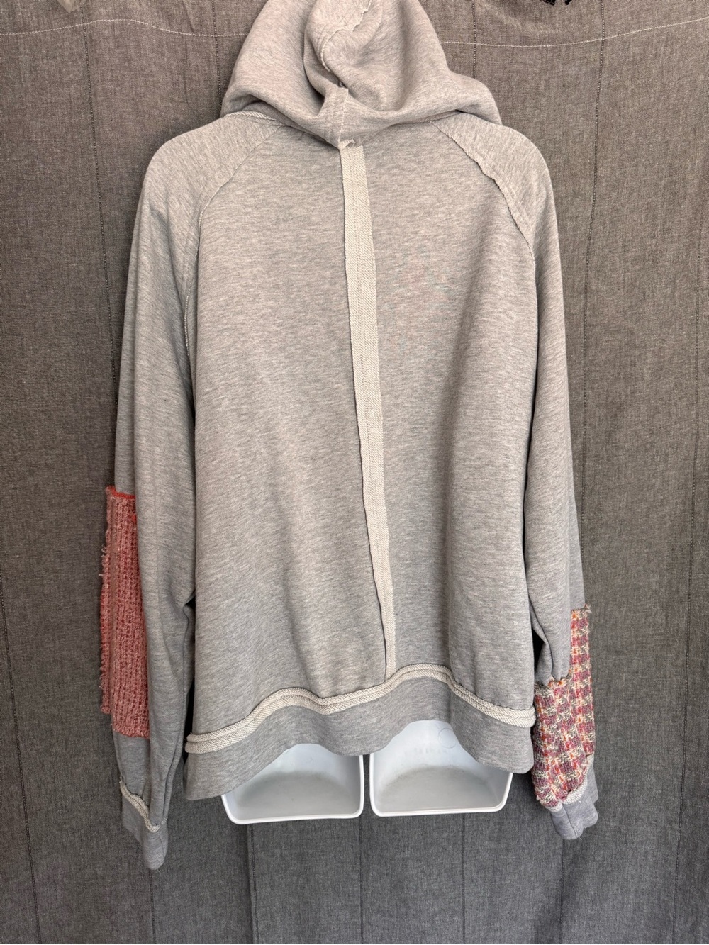 Oli & Hali Washed Knit Mixed Hoodie Vtg 80’s Style Oversized Beach Patchwork XL - Picture 4 of 9